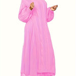 Two Piece Long Lantern Sleeve Slit Sweater Dress