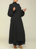 Two Piece Long Lantern Sleeve Slit Sweater Dress