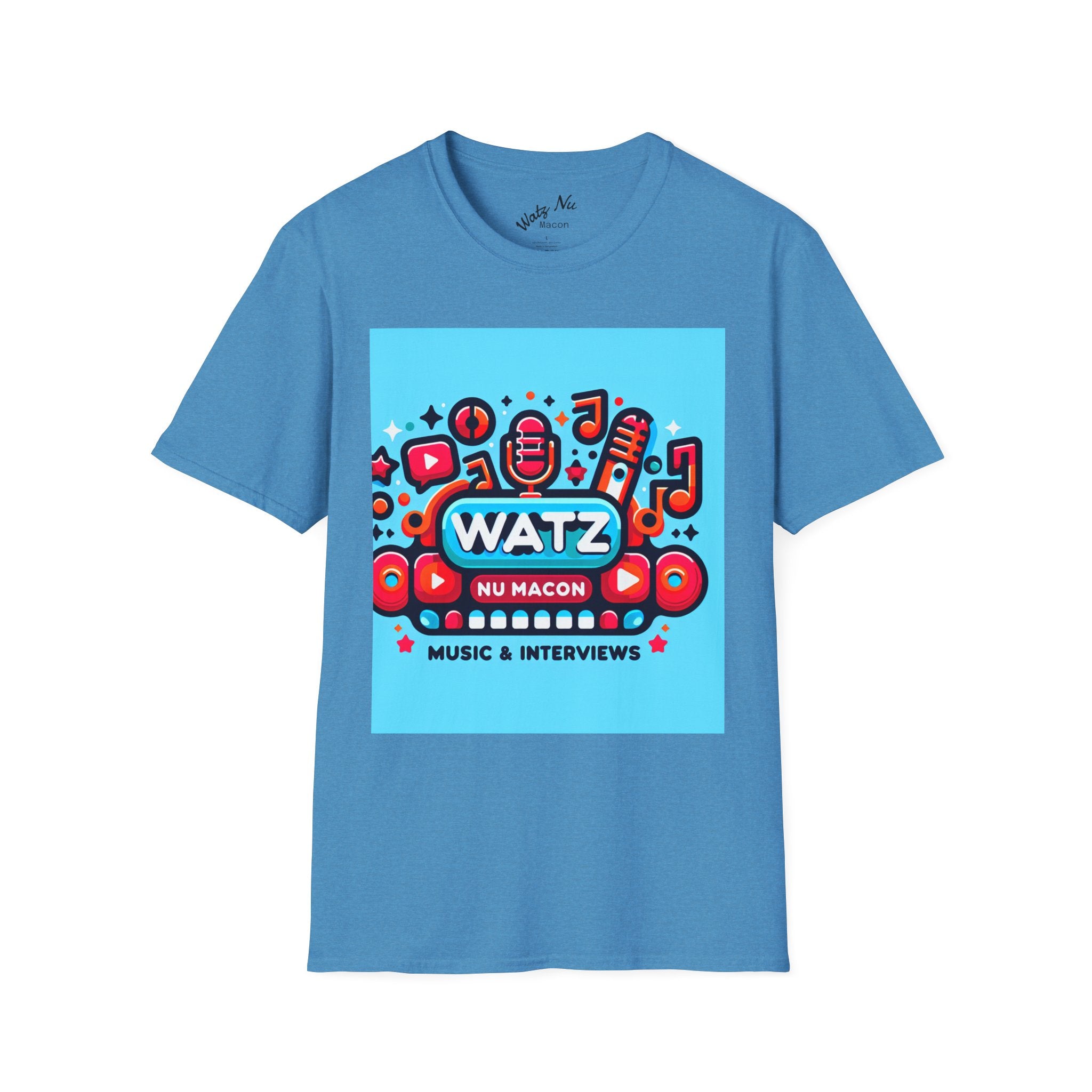 Watz Nu Macon Music & Interviews T-Shirt, Casual Unisex Tee, Music Lover Gift, Creative Graphic T-Shirt, Vintage Style Top