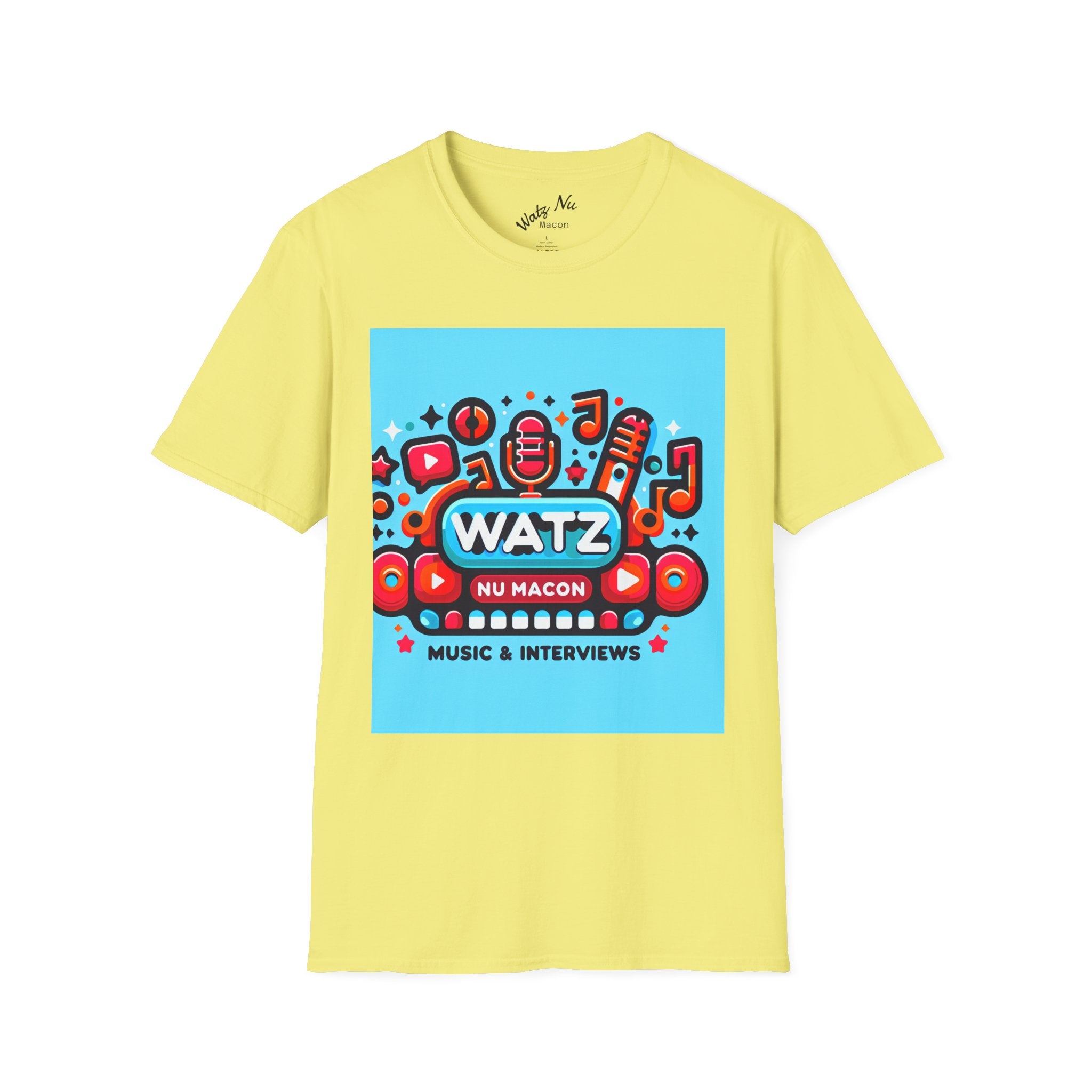 Watz Nu Macon Music & Interviews T-Shirt, Casual Unisex Tee, Music Lover Gift, Creative Graphic T-Shirt, Vintage Style Top