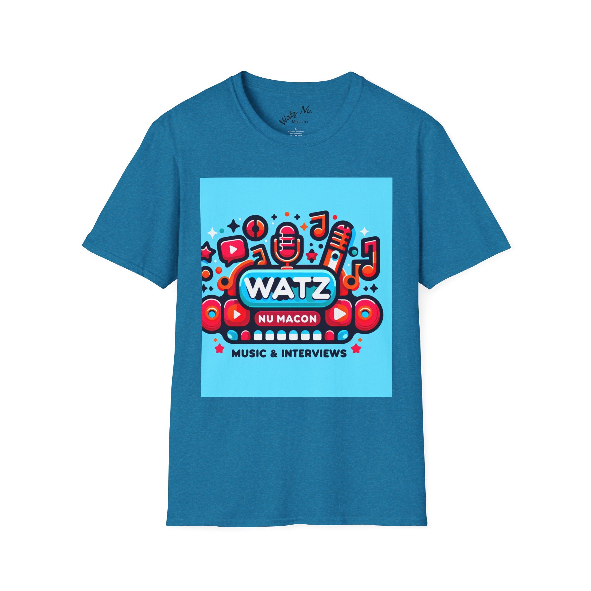 Watz Nu Macon Music & Interviews T-Shirt, Casual Unisex Tee, Music Lover Gift, Creative Graphic T-Shirt, Vintage Style Top