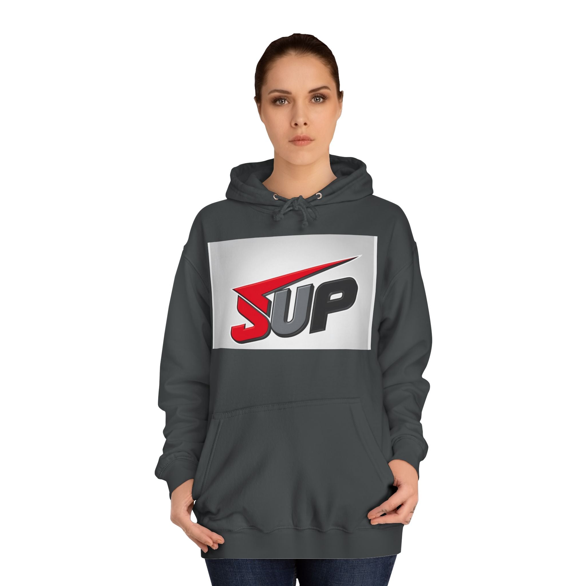 What's SUP Stylish Unisex College Hoodie with Bold SUP Logo, Graphic Sweatshirt for Students, Cozy Casual Wear, Perfect for Campus Life, Holiday Gift