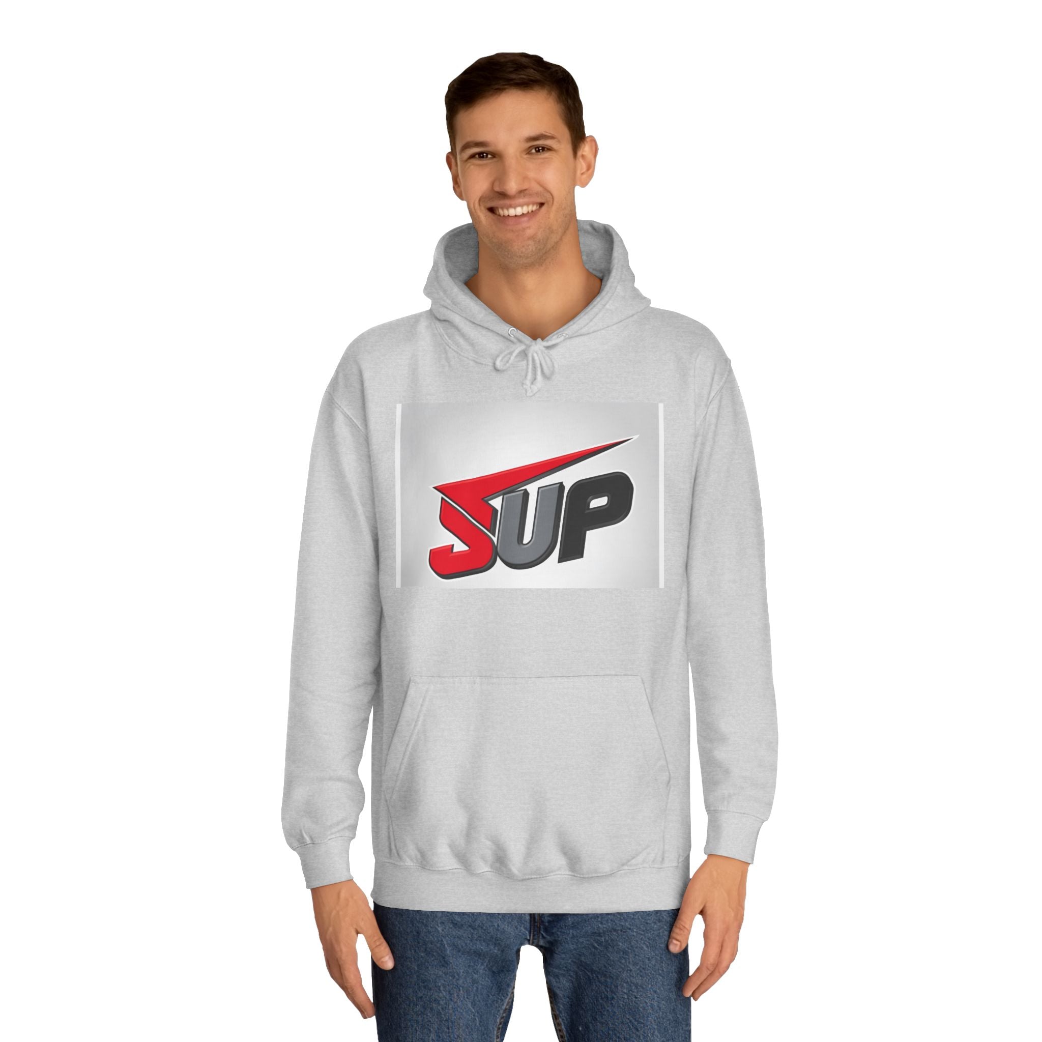 What's SUP Stylish Unisex College Hoodie with Bold SUP Logo, Graphic Sweatshirt for Students, Cozy Casual Wear, Perfect for Campus Life, Holiday Gift