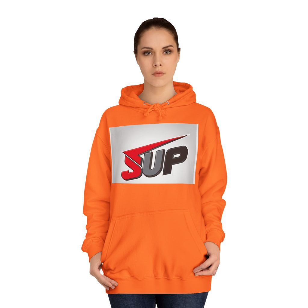 What's SUP Stylish Unisex College Hoodie with Bold SUP Logo, Graphic Sweatshirt for Students, Cozy Casual Wear, Perfect for Campus Life, Holiday Gift