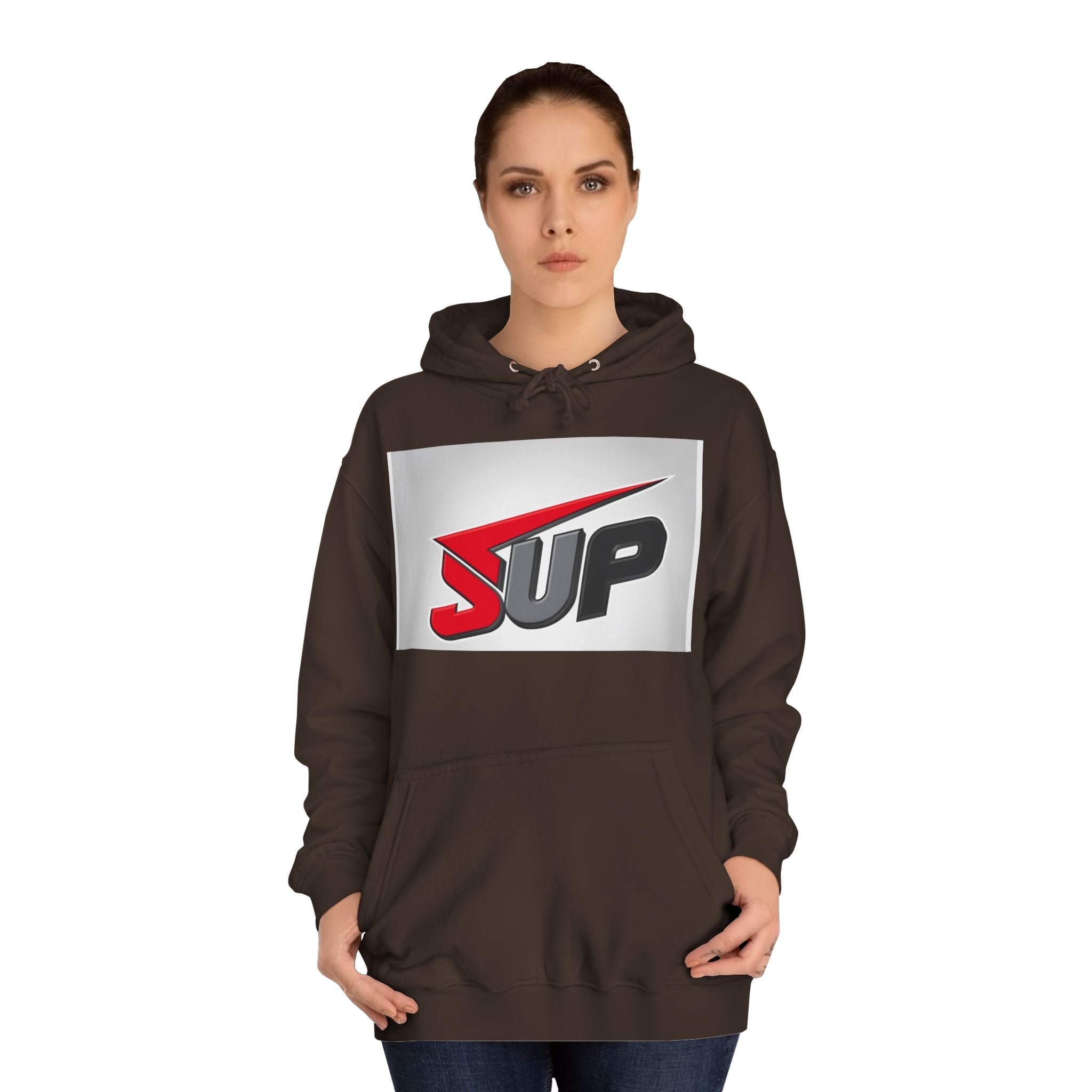 What's SUP Stylish Unisex College Hoodie with Bold SUP Logo, Graphic Sweatshirt for Students, Cozy Casual Wear, Perfect for Campus Life, Holiday Gift