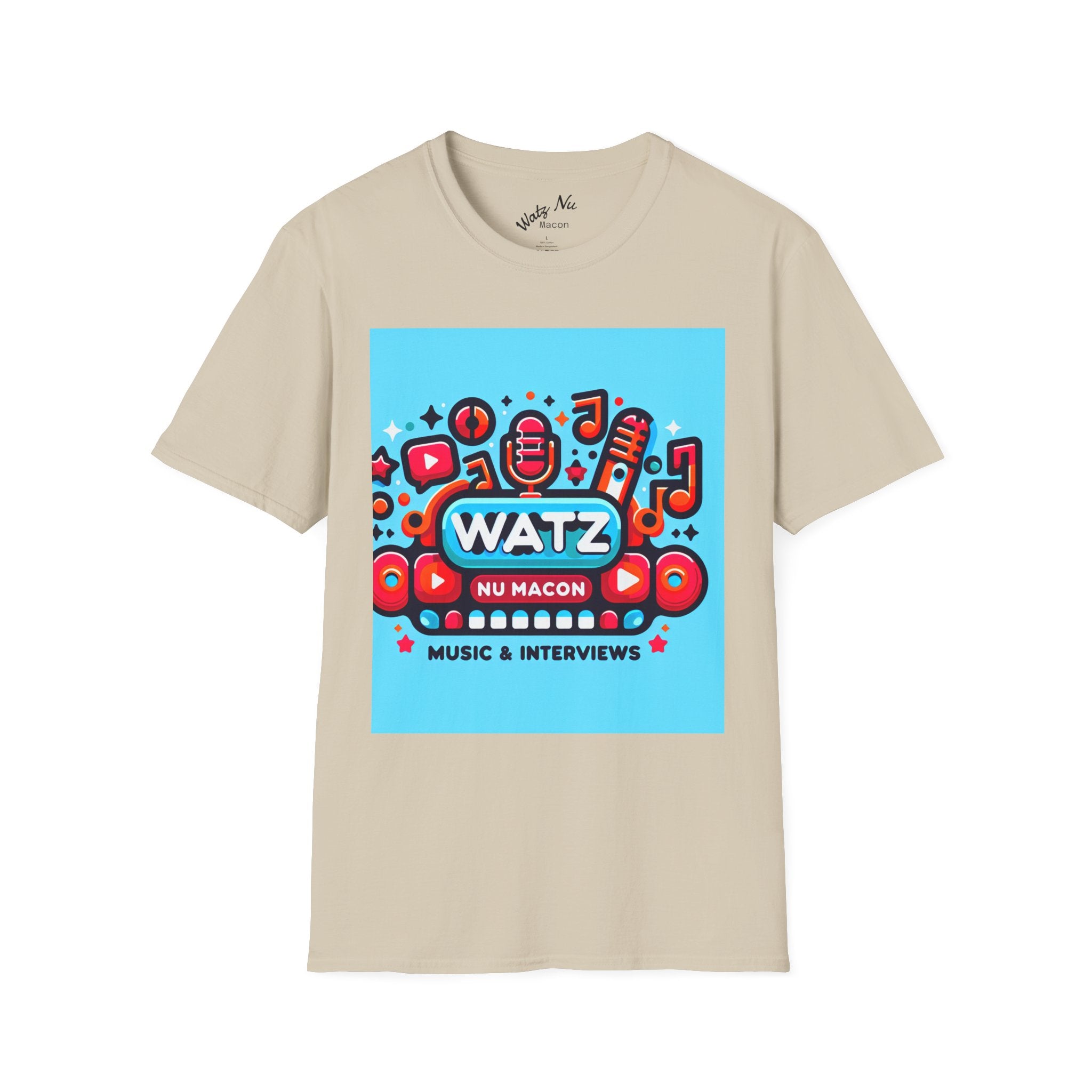 Watz Nu Macon Music & Interviews T-Shirt, Casual Unisex Tee, Music Lover Gift, Creative Graphic T-Shirt, Vintage Style Top