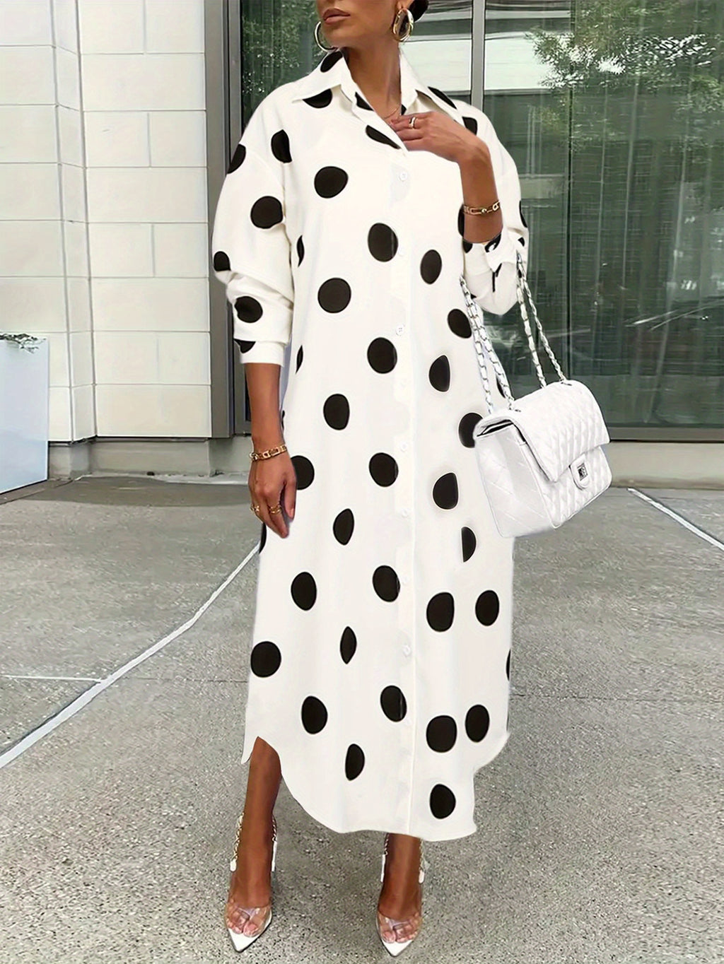 Polka Dots Relaxed Fit Shirt Dress