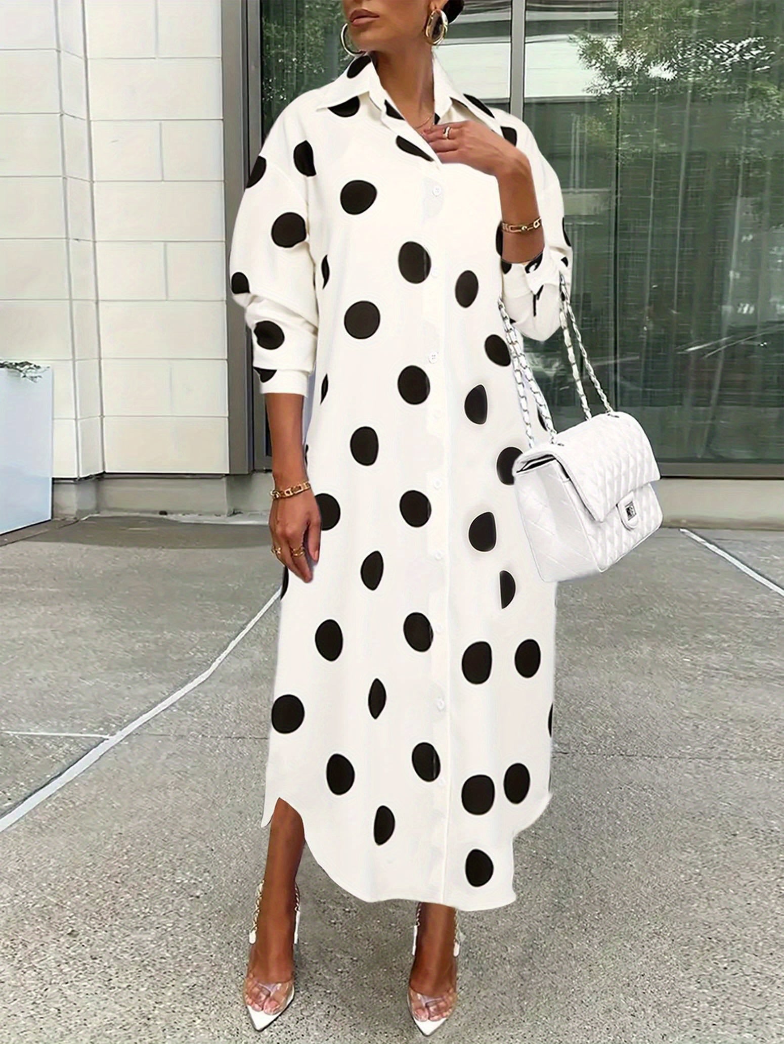 Polka Dots Relaxed Fit Shirt Dress