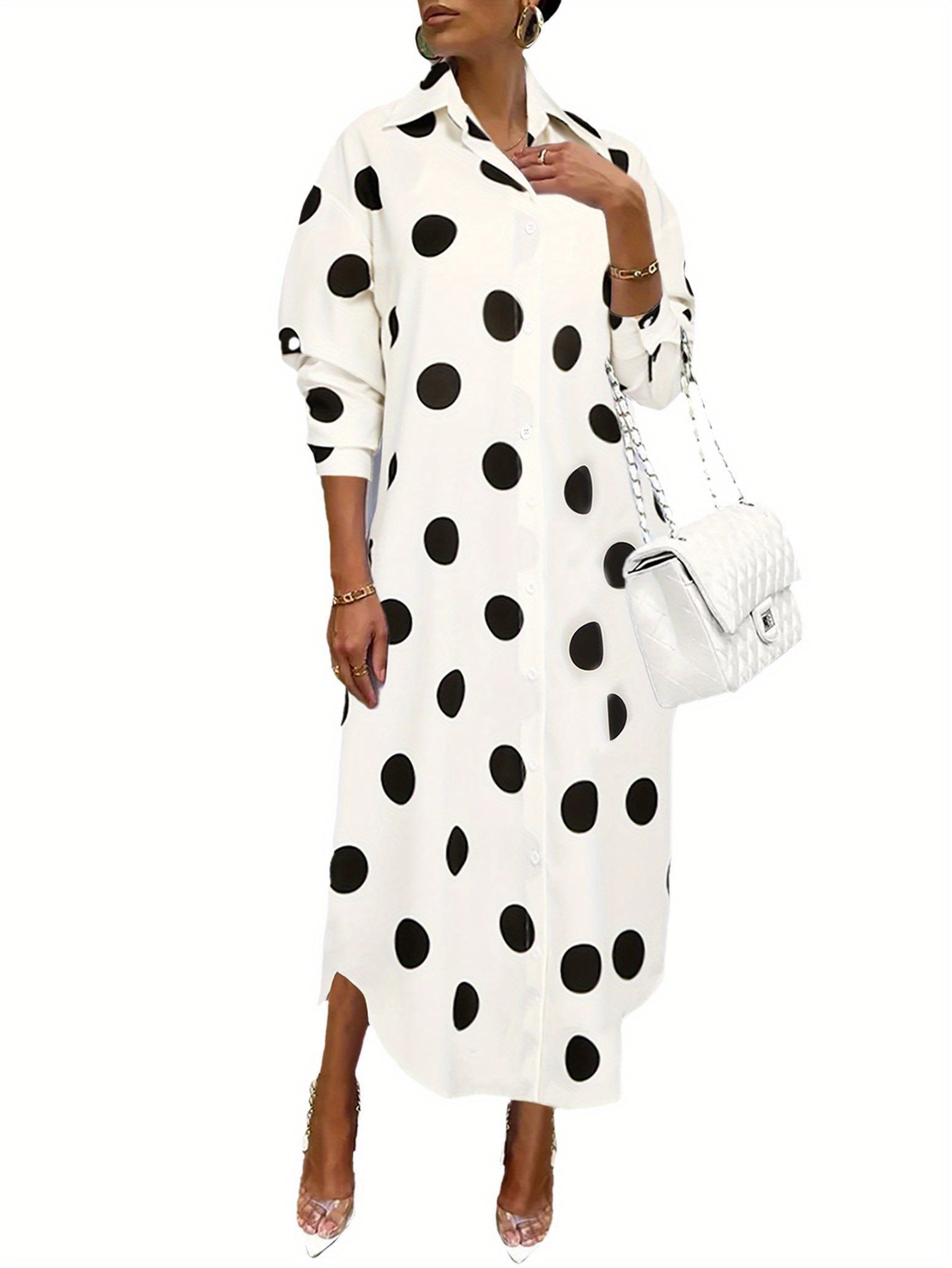 Polka Dots Relaxed Fit Shirt Dress