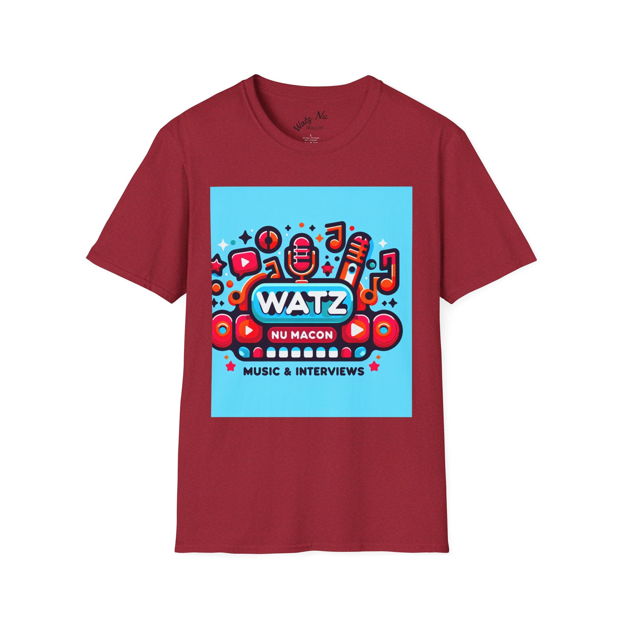 Watz Nu Macon Music & Interviews T-Shirt, Casual Unisex Tee, Music Lover Gift, Creative Graphic T-Shirt, Vintage Style Top