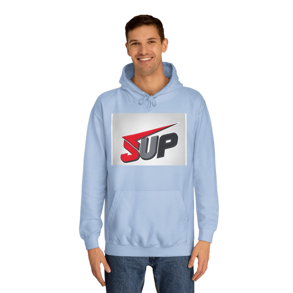 What's SUP Stylish Unisex College Hoodie with Bold SUP Logo, Graphic Sweatshirt for Students, Cozy Casual Wear, Perfect for Campus Life, Holiday Gift
