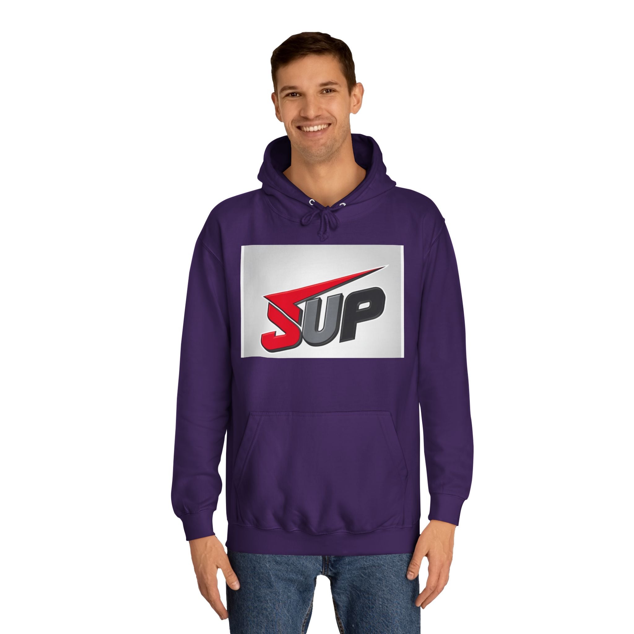 What's SUP Stylish Unisex College Hoodie with Bold SUP Logo, Graphic Sweatshirt for Students, Cozy Casual Wear, Perfect for Campus Life, Holiday Gift