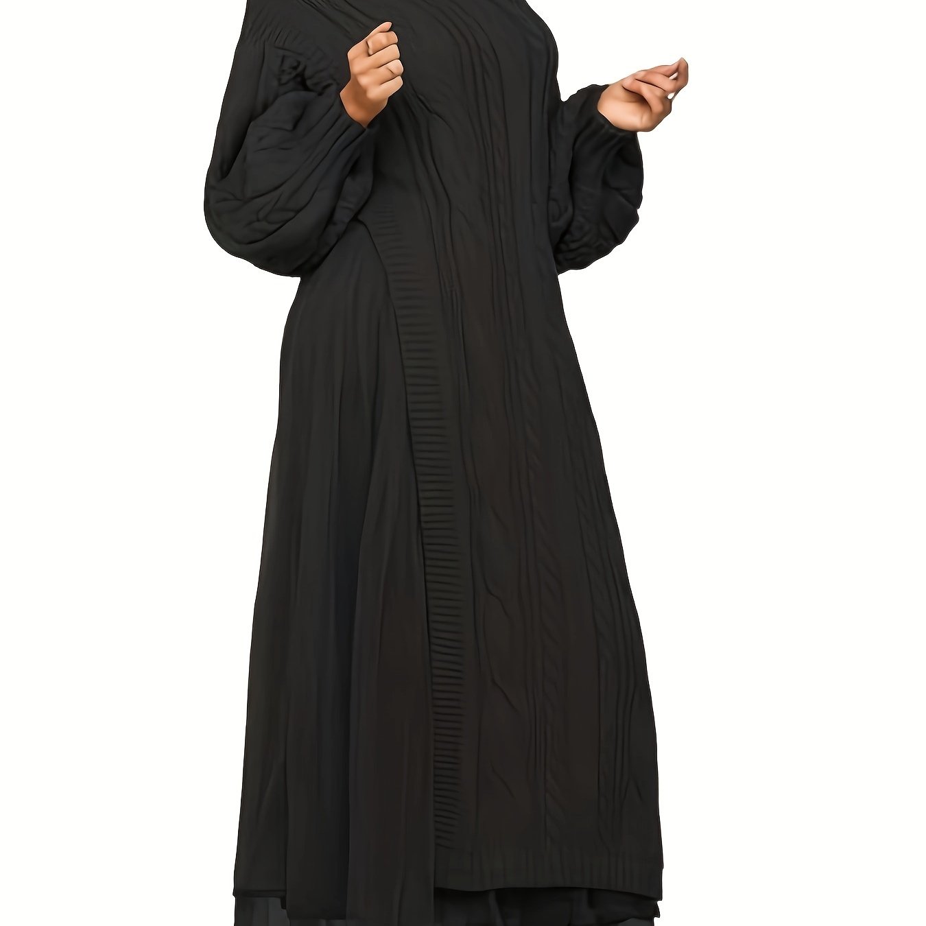 Two Piece Long Lantern Sleeve Slit Sweater Dress