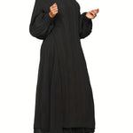 Two Piece Long Lantern Sleeve Slit Sweater Dress