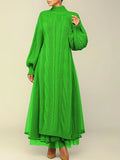Two Piece Long Lantern Sleeve Slit Sweater Dress
