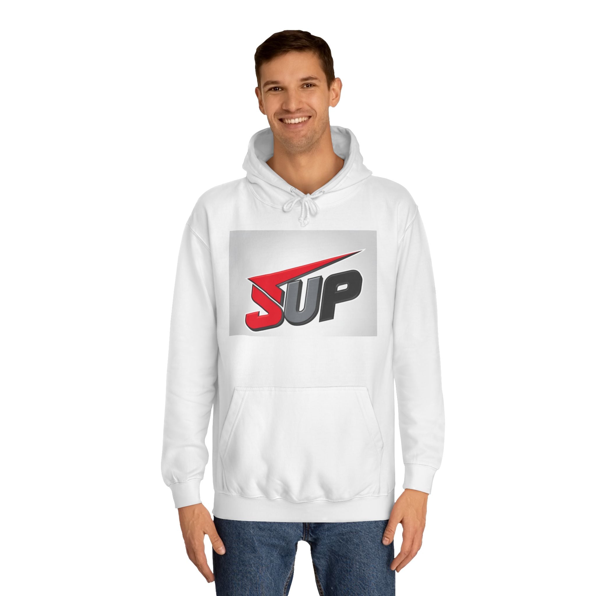 What's SUP Stylish Unisex College Hoodie with Bold SUP Logo, Graphic Sweatshirt for Students, Cozy Casual Wear, Perfect for Campus Life, Holiday Gift