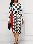 Floral Casual Printed Patchwork O Neck Long Sleeve Plus Size Dresses