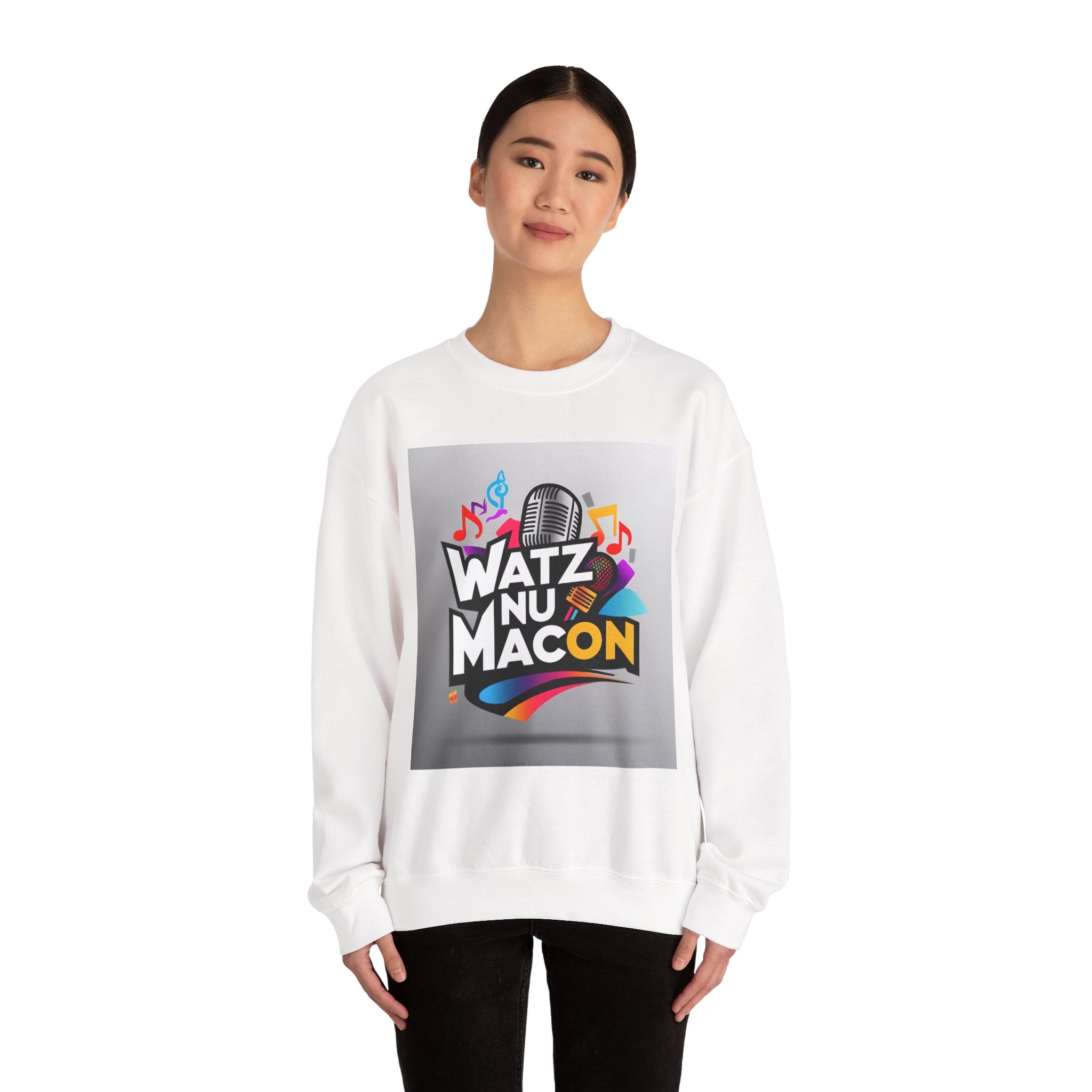 Watz Nu MACON Musical Crewneck Sweatshirt |  | Unisex Gift for Music Lovers, Cozy Wear, Concert Outfit, Everyday Comfort