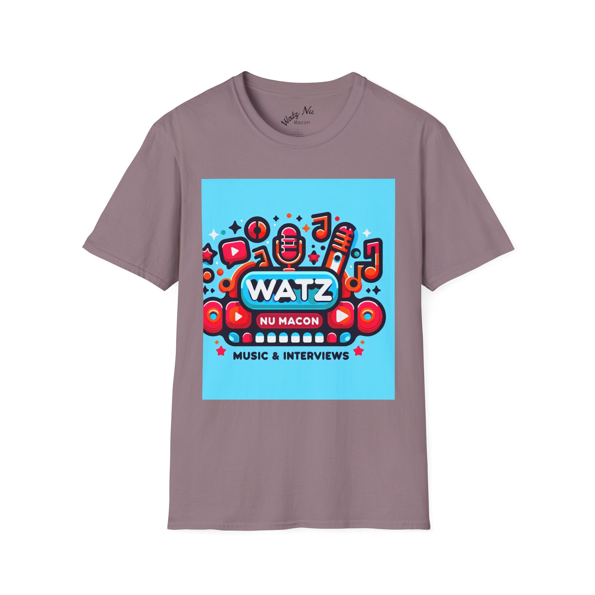 Watz Nu Macon Music & Interviews T-Shirt, Casual Unisex Tee, Music Lover Gift, Creative Graphic T-Shirt, Vintage Style Top