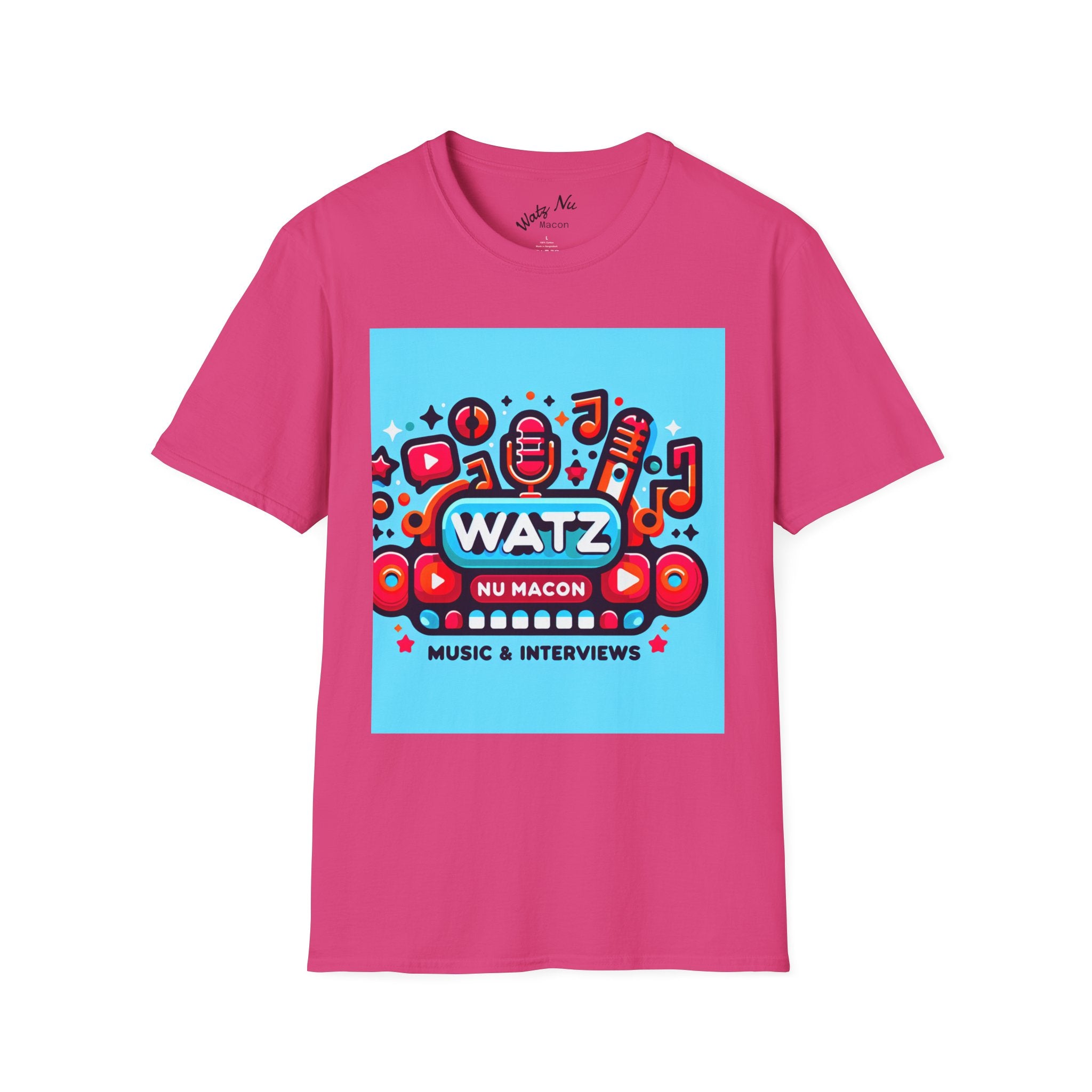 Watz Nu Macon Music & Interviews T-Shirt, Casual Unisex Tee, Music Lover Gift, Creative Graphic T-Shirt, Vintage Style Top