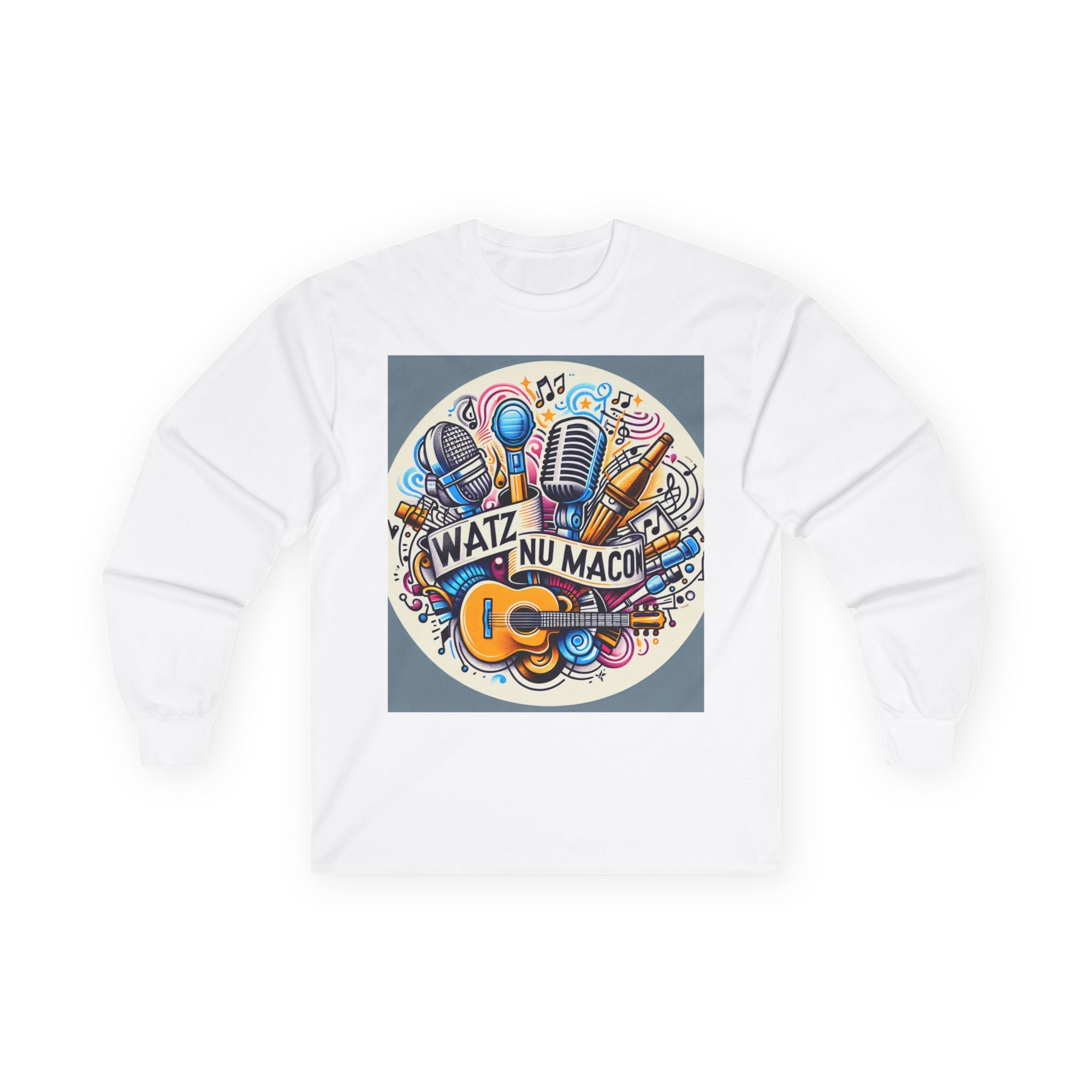 Watz Nu Macon Music-Themed Long Sleeve Tee - Perfect Gift for Music Lovers, Band Reunions, Concerts, Unique Holiday Apparel, Live Performances