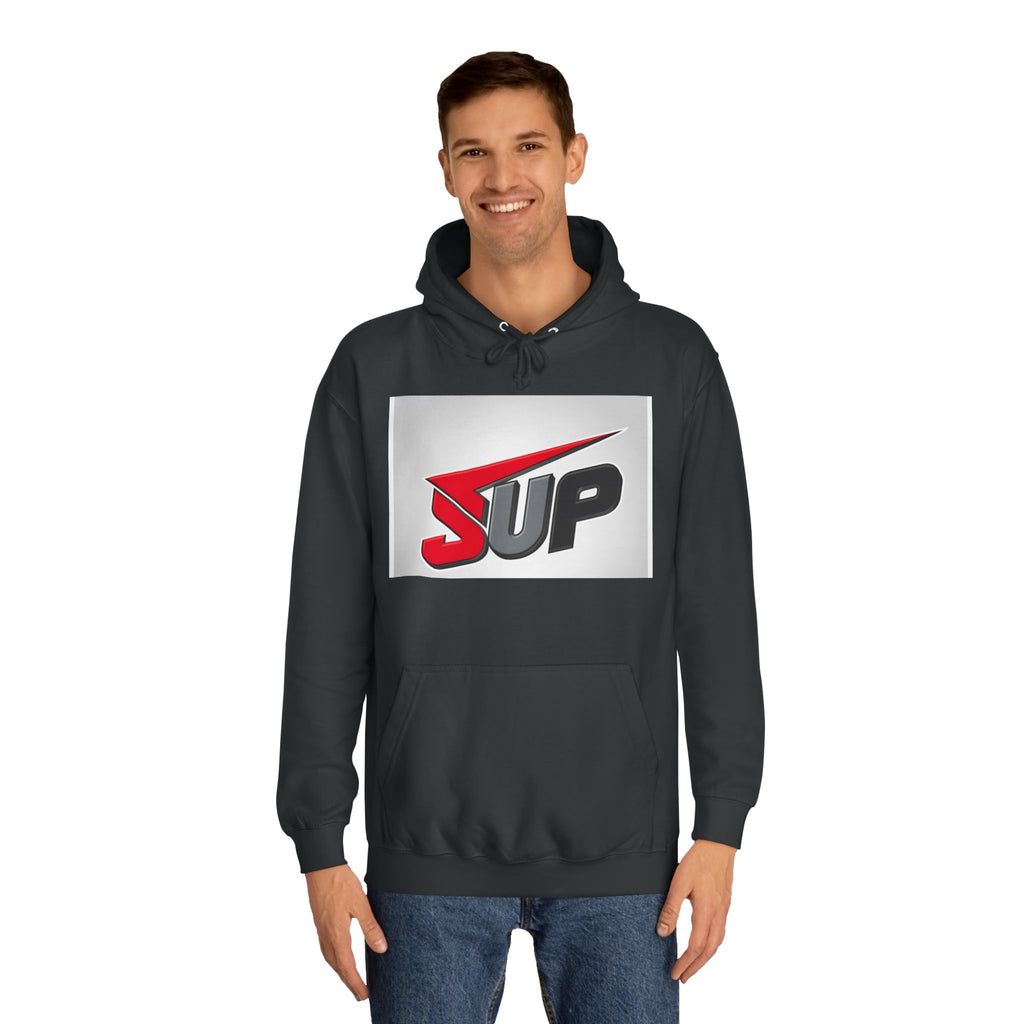What's SUP Stylish Unisex College Hoodie with Bold SUP Logo, Graphic Sweatshirt for Students, Cozy Casual Wear, Perfect for Campus Life, Holiday Gift