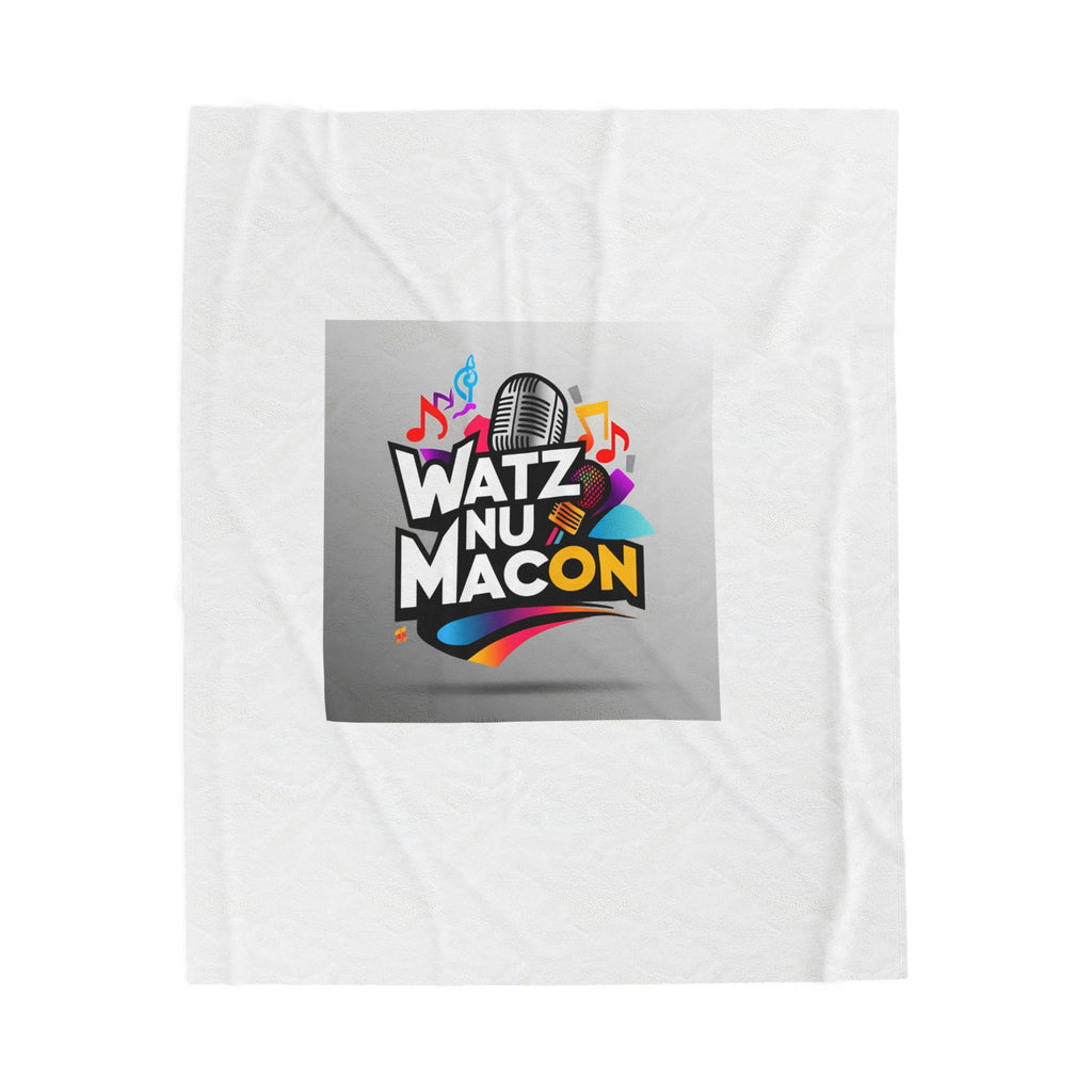 Watz Nu Macon Cozy Velveteen Plush Blanket, Perfect for Home Decor, Gift for Music Lovers, Cozy Nights, Warm Blanket, Soft Throw