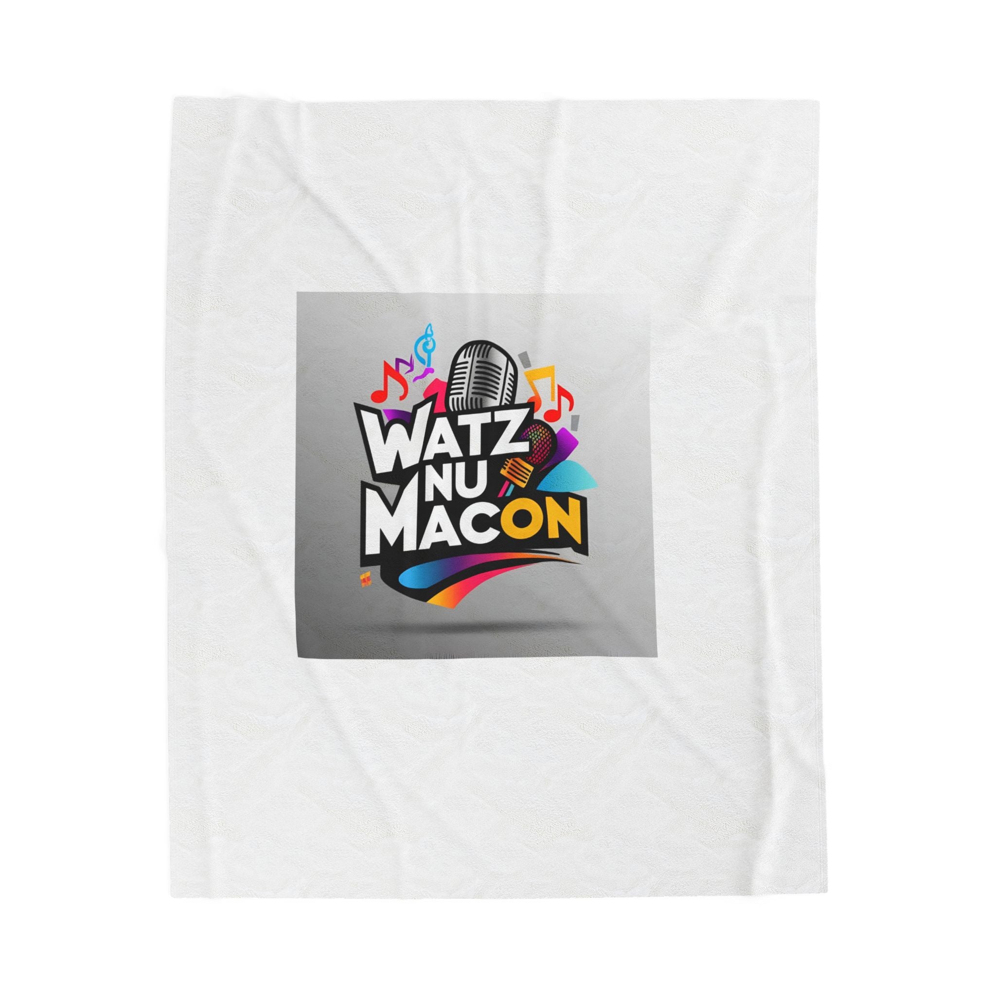 Watz Nu Macon Cozy Velveteen Plush Blanket, Perfect for Home Decor, Gift for Music Lovers, Cozy Nights, Warm Blanket, Soft Throw