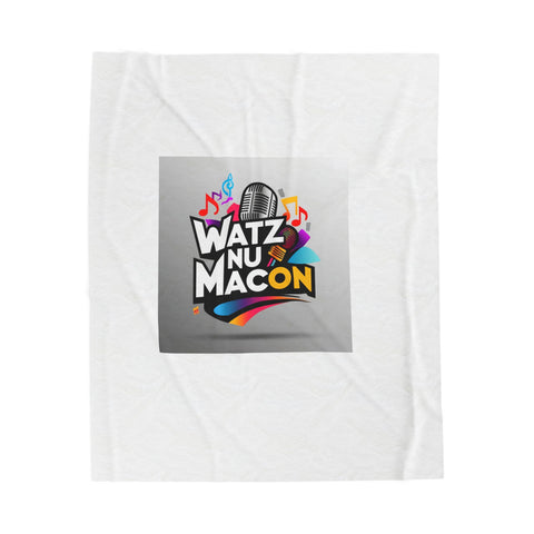 Watz Nu Macon Cozy Velveteen Plush Blanket, Perfect for Home Decor, Gift for Music Lovers, Cozy Nights, Warm Blanket, Soft Throw