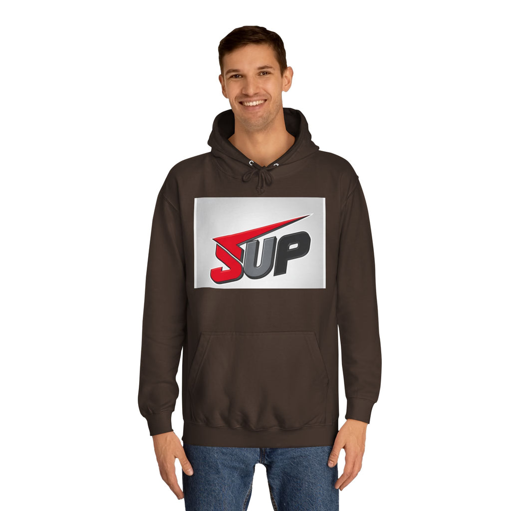 What's SUP Stylish Unisex College Hoodie with Bold SUP Logo, Graphic Sweatshirt for Students, Cozy Casual Wear, Perfect for Campus Life, Holiday Gift
