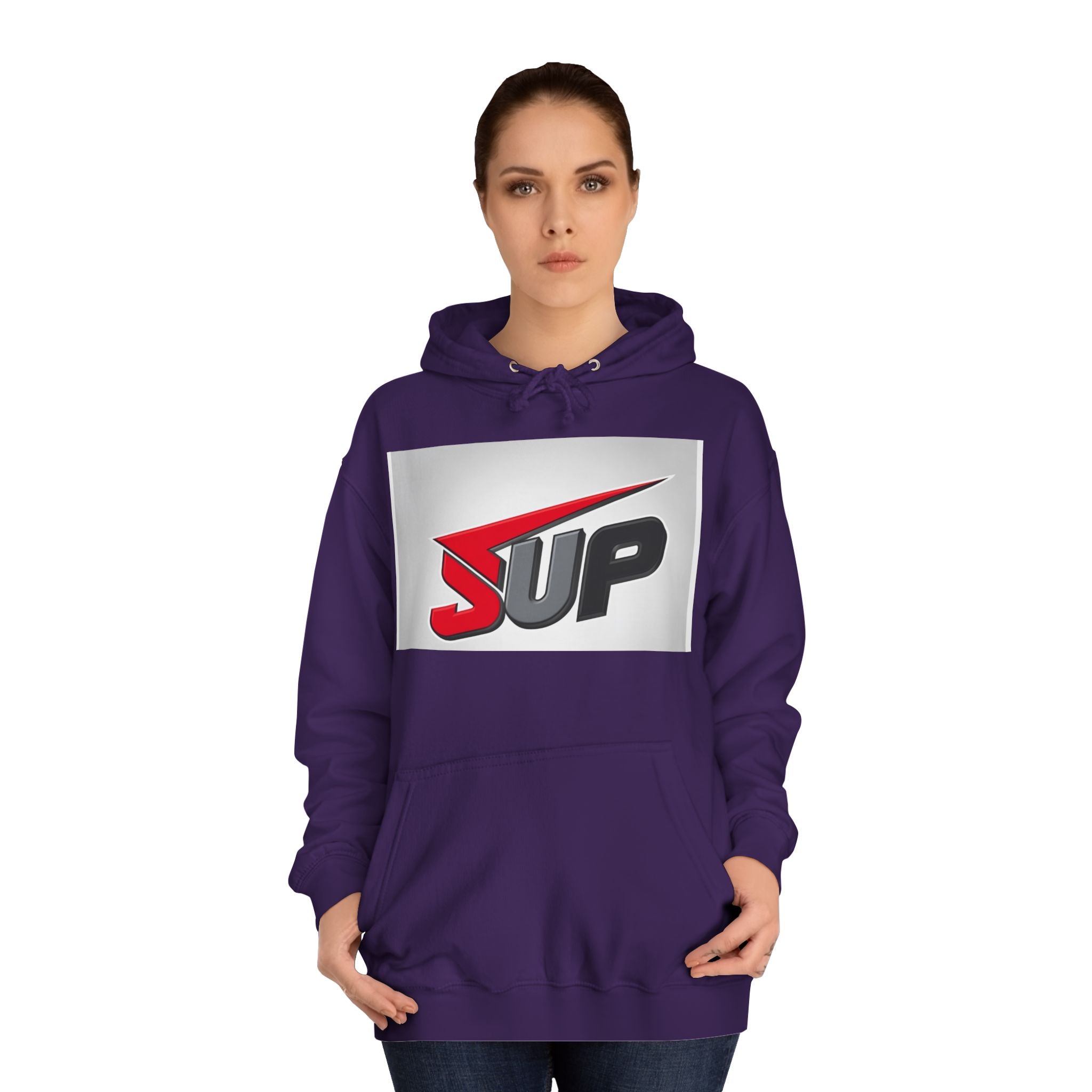 What's SUP Stylish Unisex College Hoodie with Bold SUP Logo, Graphic Sweatshirt for Students, Cozy Casual Wear, Perfect for Campus Life, Holiday Gift