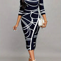 Women'S Stylish Elegant Long-Sleeved Printed Hip Dress