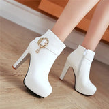 Fashion White Pink Short Boots Women Shoes Sweet Autumn Winter Boots Platform High Heels Women's Ankle Boots