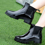 2022 new fashion quality lady PVC rubber shoes warm rain boots bright women's high-heeled elastic low-tube rainboots women shoes