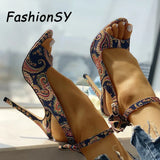 Summer Women Thin High Heels Pumps 10CM Fish Mouth Bow Not Woman Hollow Out Cross-tied Pumps Party Wedding women Shoes