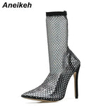 Aneikeh New Air Mesh NetAnkle Heels