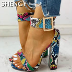 Snakeskin Ankle Buckled Sandals