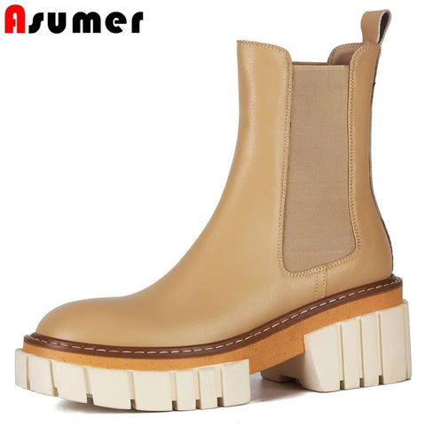 Asumer Luxury Full genuine leather boots