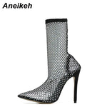 Aneikeh New Air Mesh NetAnkle Heels