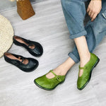 Johnature 2022 New Genuine Leather Flats Women Shoes Round Toe Casual Shallow National Style Soft Handmade Concise Ladies Shoes