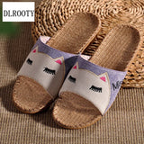 Men Slippers Sandals Flip Flops New Summer Hemp Fashion Indoor Home Cartoon Non-Slip Children Women Shoes Man Slides Casual