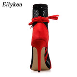 Eilyken Zipper Boots Sandals Black Mesh