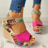 INS Leisure Print Bohemia Wedges Women Shoes Sandal 2019 Summer Sandals hook&loop Platform High Heels Shoes Woman