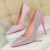 2019 New Women Pumps Glitter Crystal High Heels For Women Shoes Gold Black Elegant Wedding Chaussures Femme Stiletto  9219-22