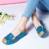 Johnature Round Toe Solid Shallow Print Soft Sole Slip-on  Loafers