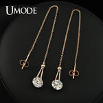 UMODE 2 carat AAA+ Cubic Zircon Drop Line Long Earrings piercing Cubic Zircon jewelry Brincos Boucle D'oreille Oorbellen JE0229A