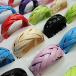 Multicolor Hand made Weave Ribbon Braided Wood Rings