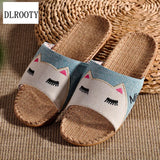 Men Slippers Sandals Flip Flops New Summer Hemp Fashion Indoor Home Cartoon Non-Slip Children Women Shoes Man Slides Casual