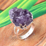 Natural Purple Quartz Amethysts Ring Irregular Shape