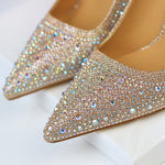 2019 New Women Pumps Glitter Crystal High Heels For Women Shoes Gold Black Elegant Wedding Chaussures Femme Stiletto  9219-22